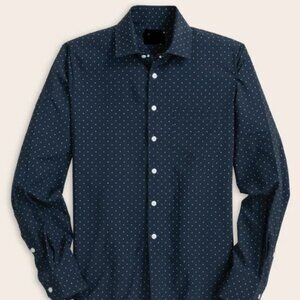 Shirt - Navy /White Polka Dots Long Sleeve Tech Button-Up Shirt Size Small